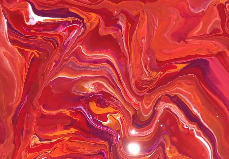 Red, orange and magenta pour